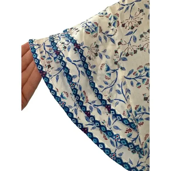 Poupette St Barth Della Blue Floral Midi Dress Smocked Waist XS - Picture 6 of 11